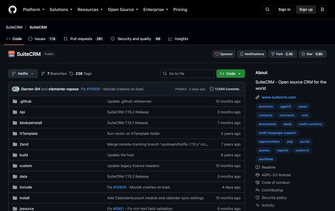 Open Source CRM with SuiteCRM
