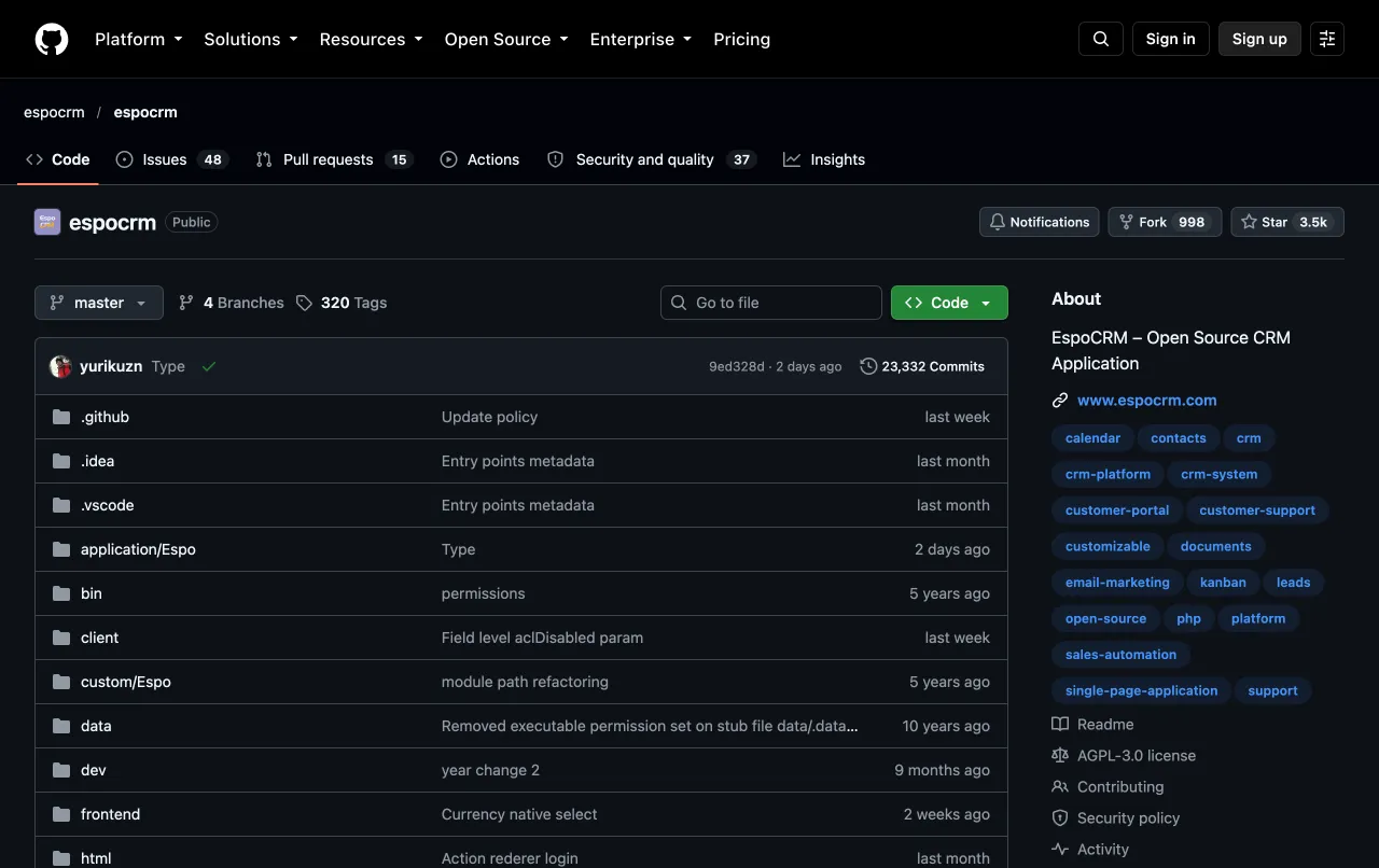 Open Source CRM with EspoCRM