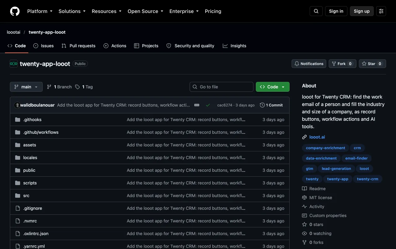 Open Source CRM with twenty-app-looot