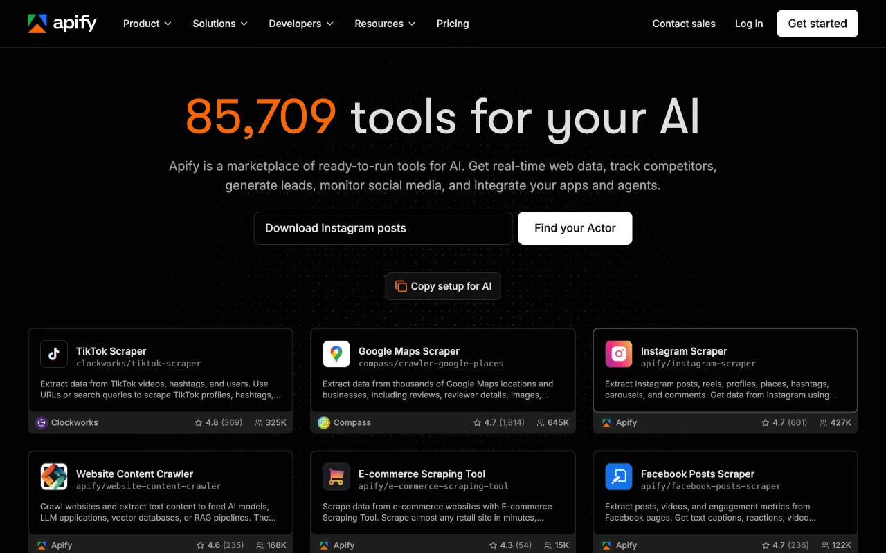 API marketplaces for agents with Apify