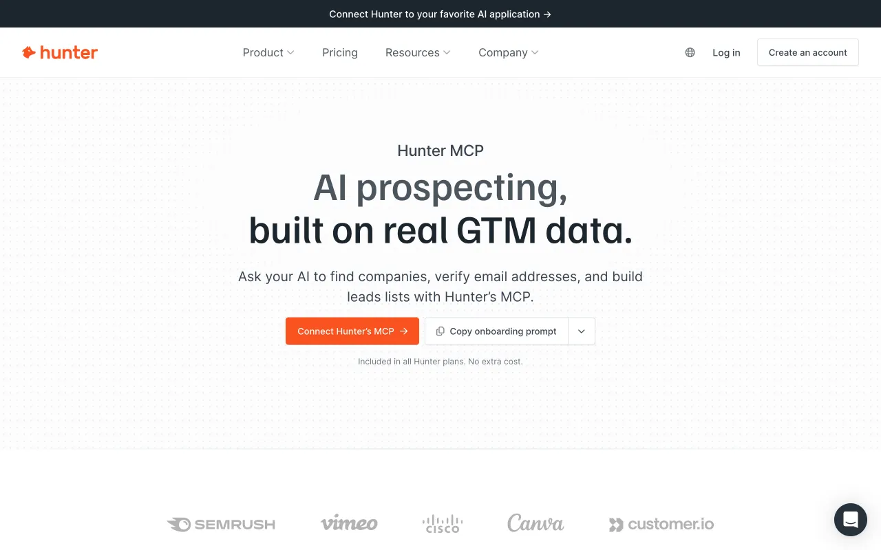 MCP servers for sales with Hunter