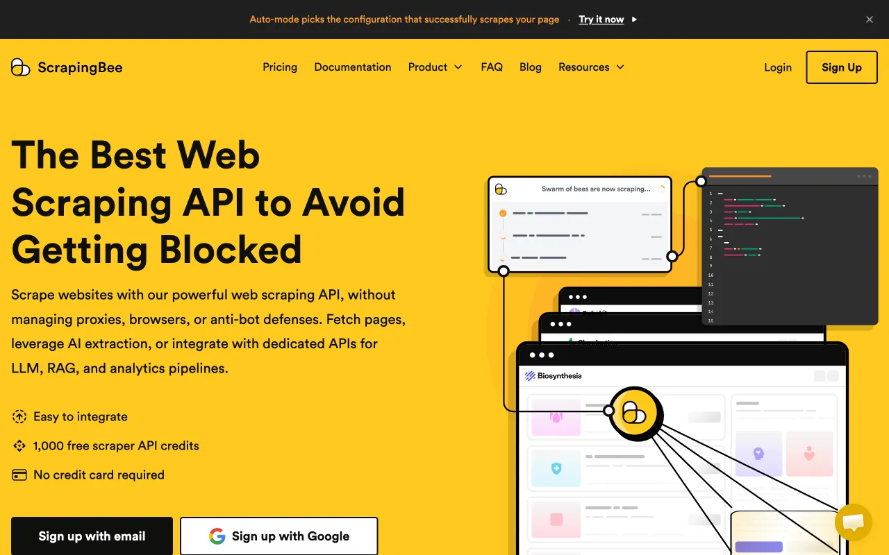 Apify alternatives with ScrapingBee